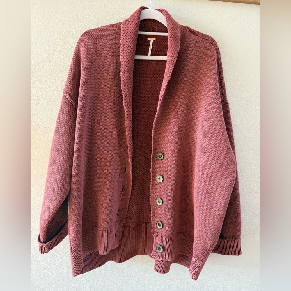 Free People Chamomile Cardi in Washed Russet Acorn